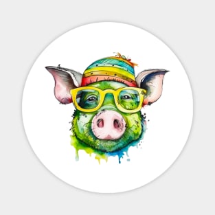 funny pig with glasses Magnet